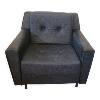 Vintage armchair in black skai