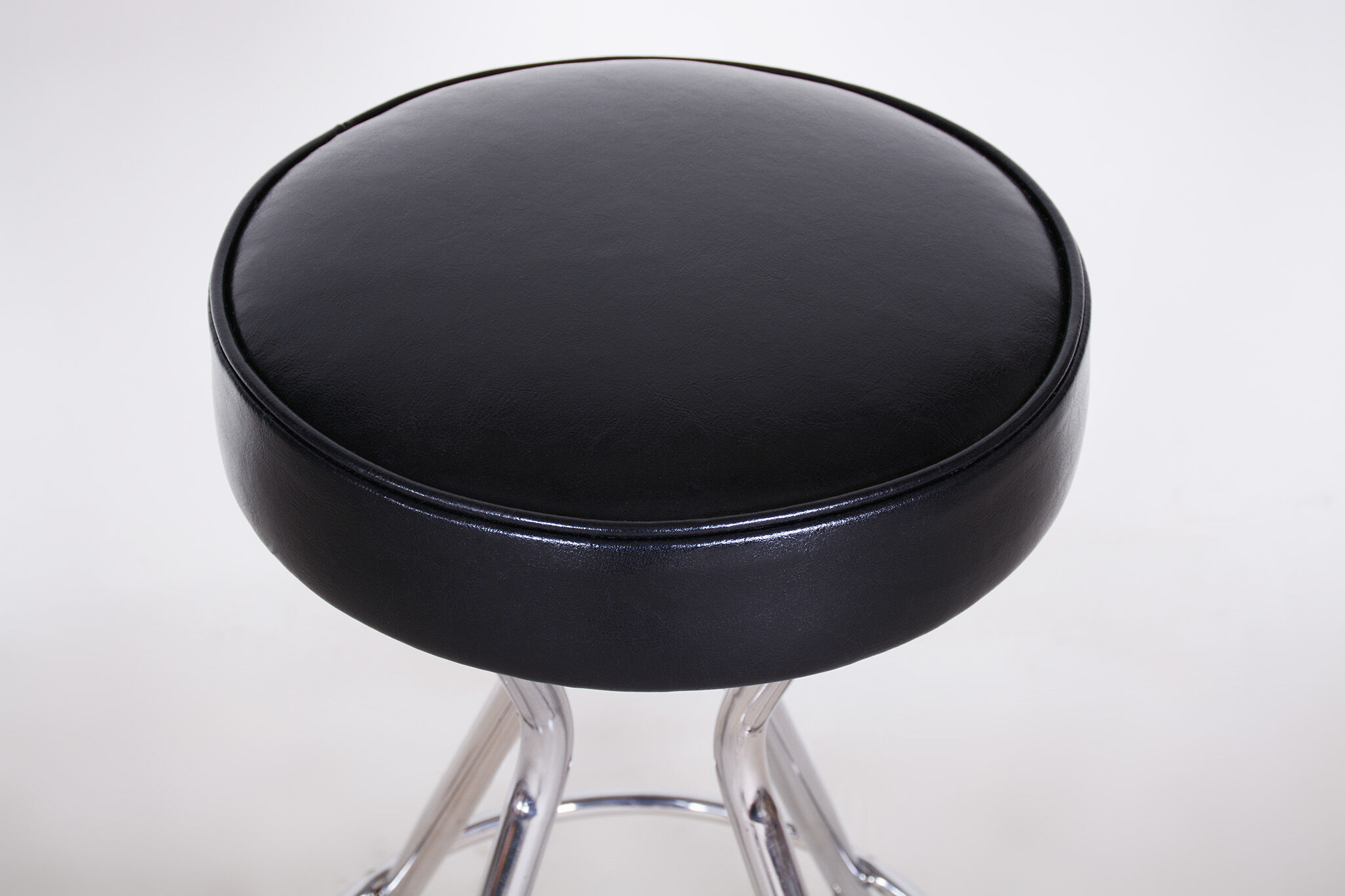 Leather black barstool, made in the 1930s