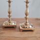 Pair of golden brass candle holders