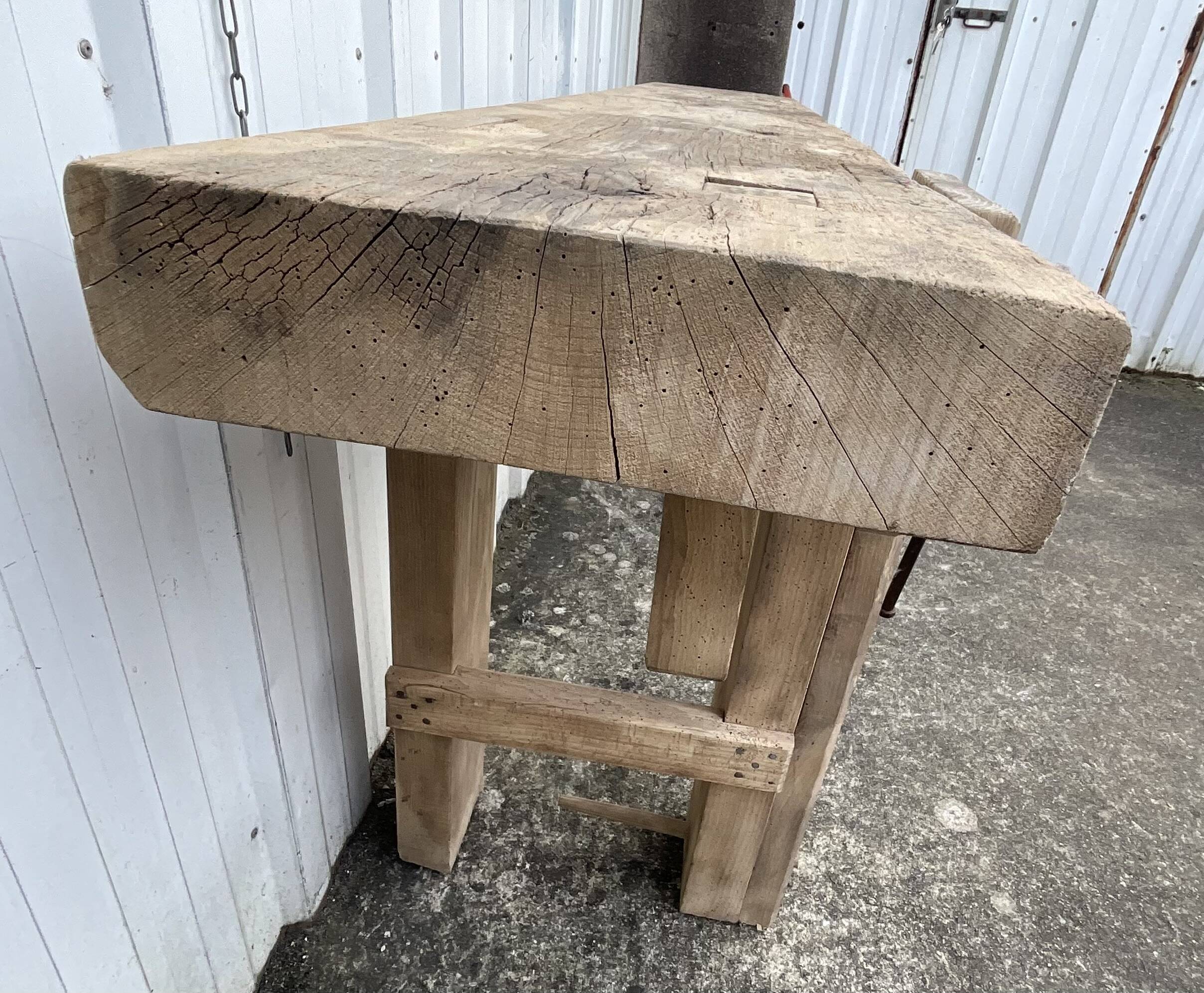 Etabli de menuisier en hêtre massif, France début XXe