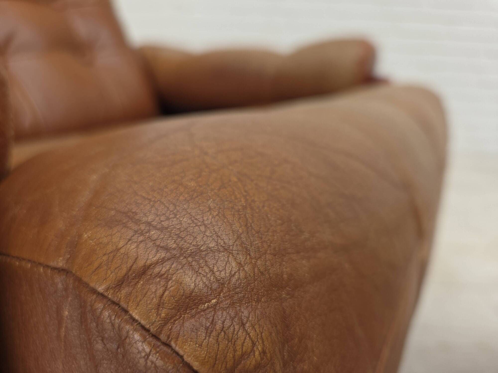 1970s, Swedish design, armchair with footstool, furniture leather.