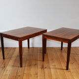 Paire de tables basses scandinaves vintage en palissandre 1960