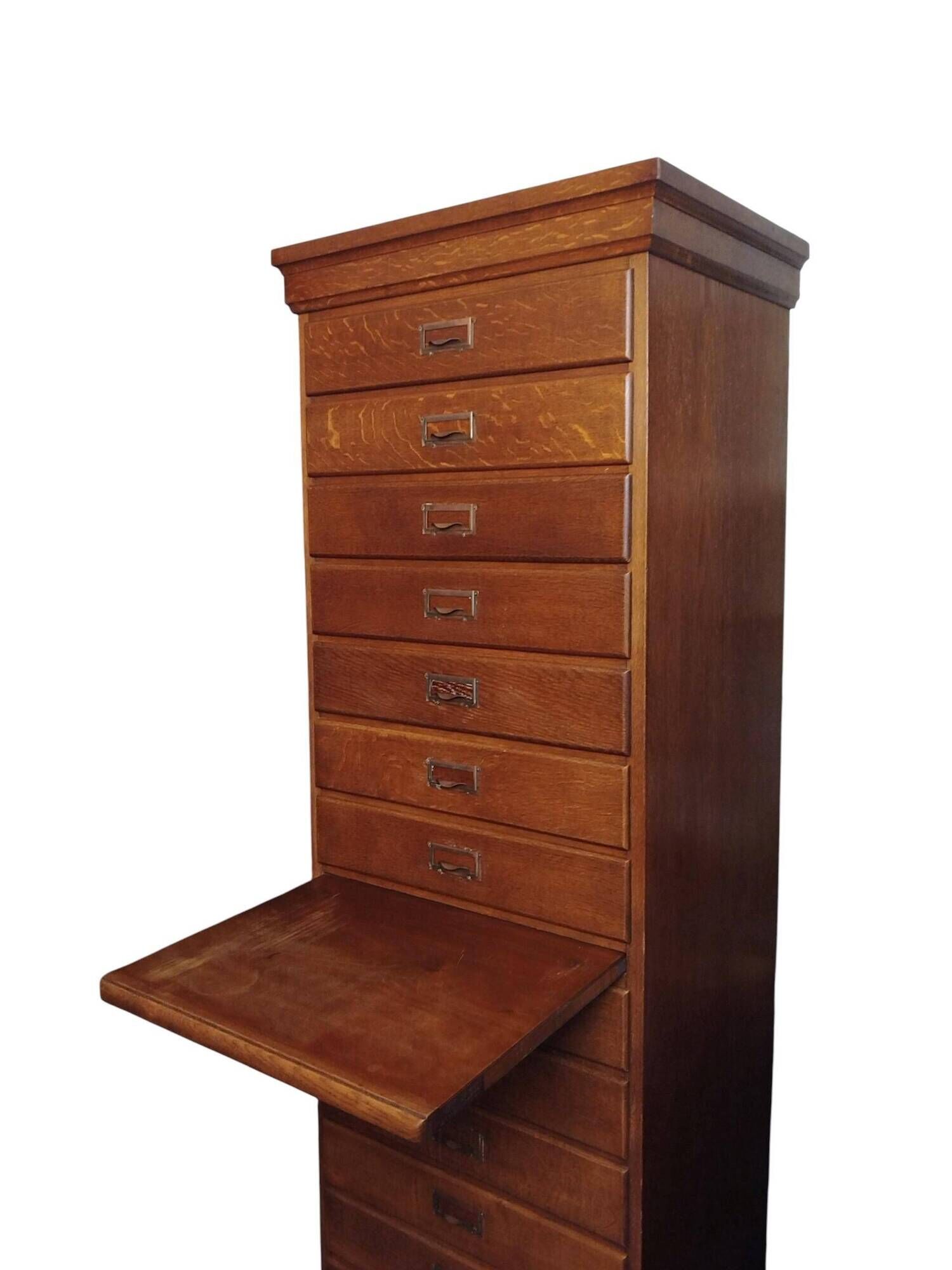 Danish Oak Archive Cabinet with Pull-Out Shelf, ca. 1925–1950