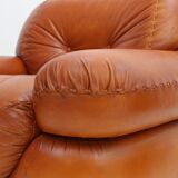 Sapporo cognac leather armchairs by Girgi 1970s