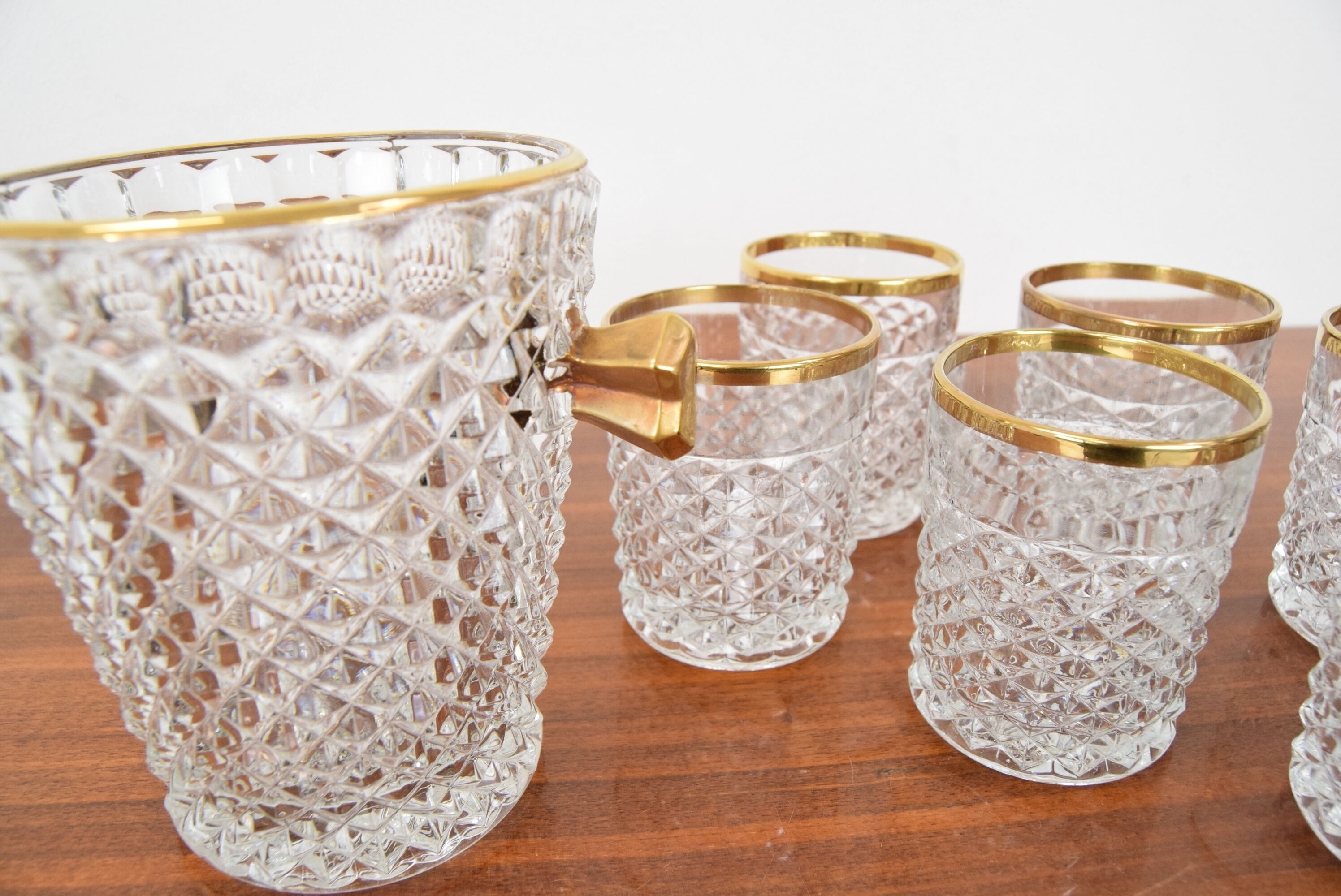 Set Glassware barware of Mid-century by Bohemia Crystal,1960's.