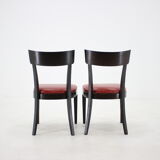 1950s Red Leather Dining Chairs for UP Czechoslovakia, Set of 4