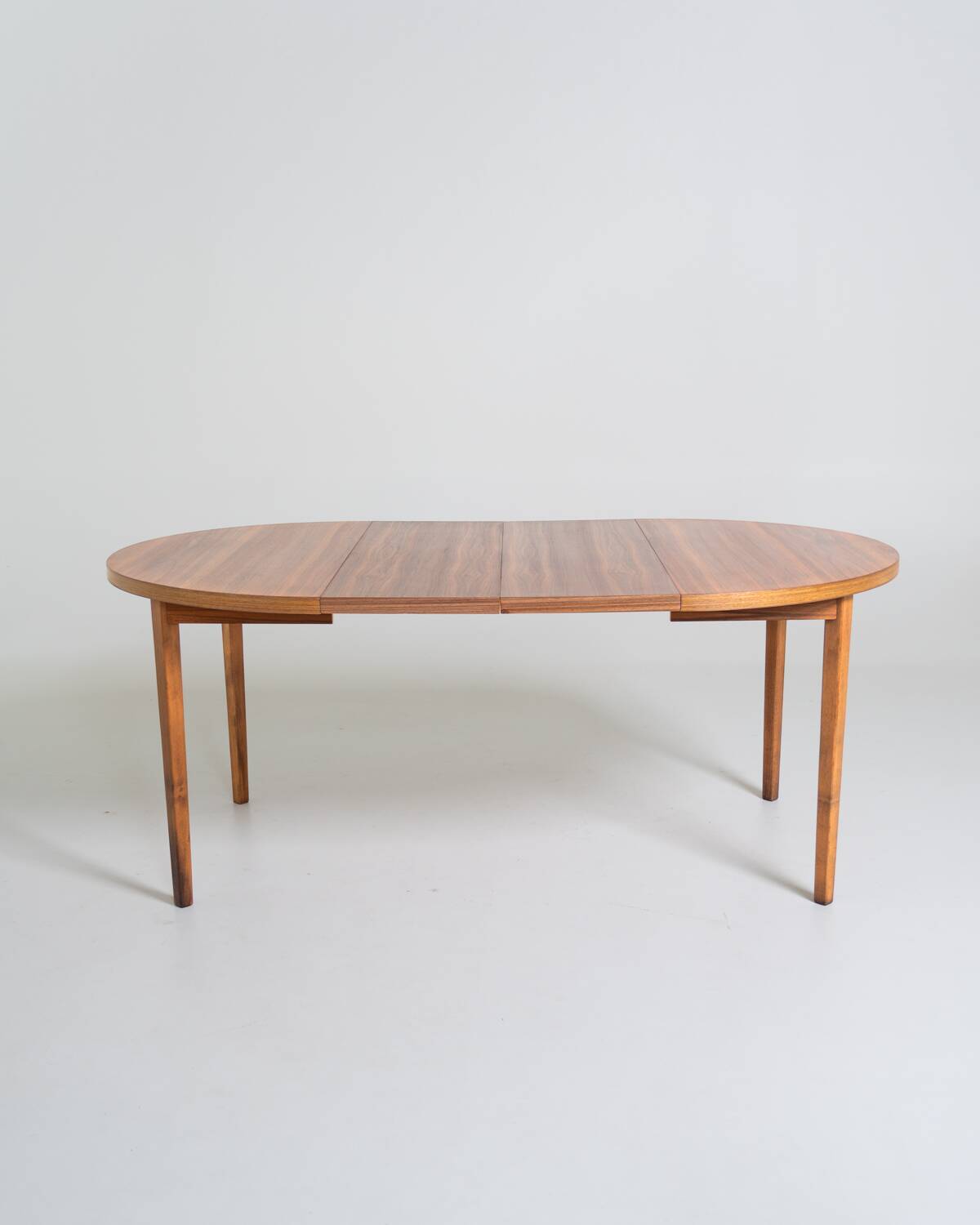 Round extendable walnut dining table, Sweden, 1960s
