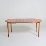 Round extendable walnut dining table, Sweden, 1960s