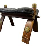 Pouf en bois vintage / banc de chameau / repose-pieds