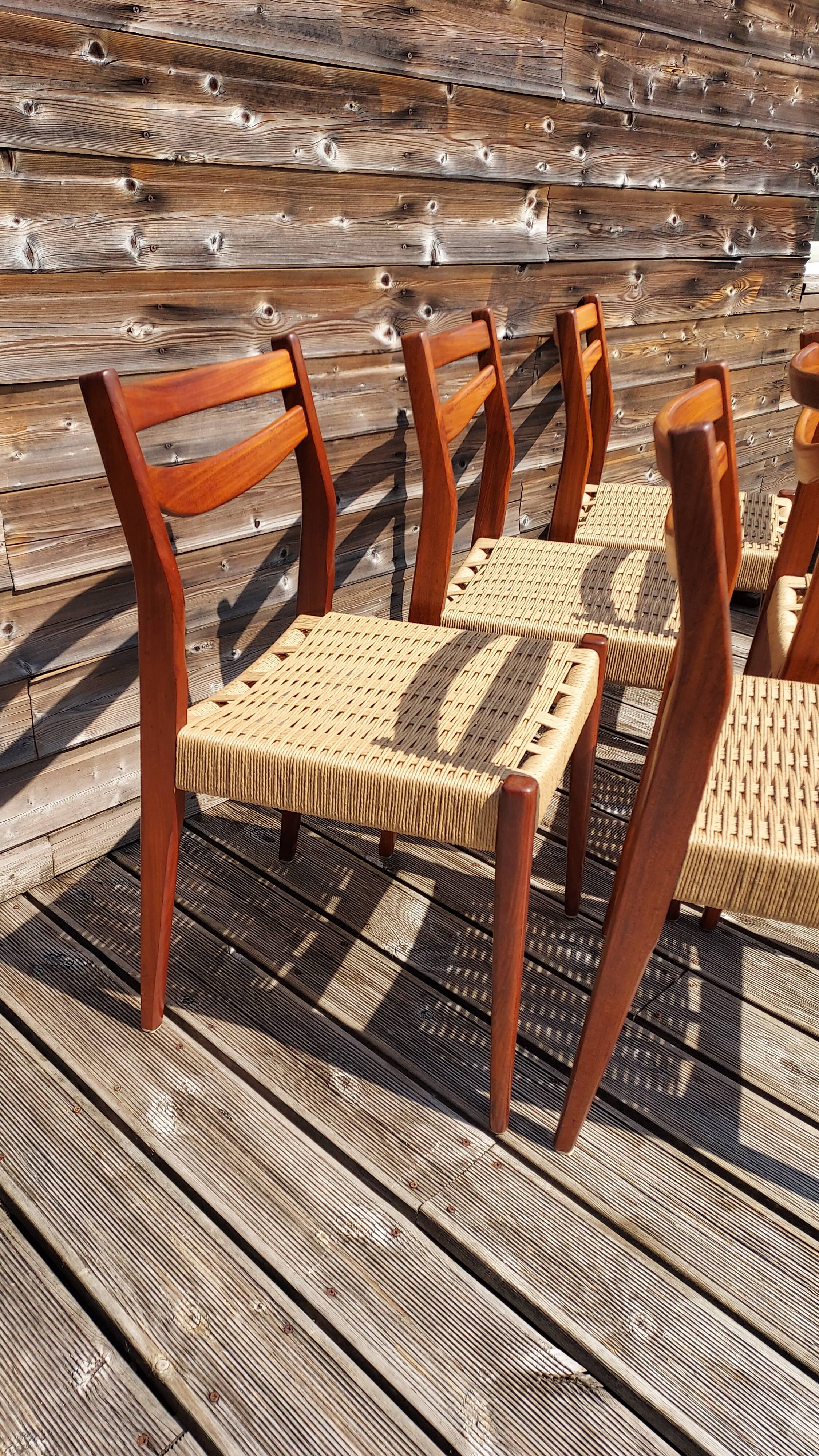 6 chaises scandinave cordage Danois neuf