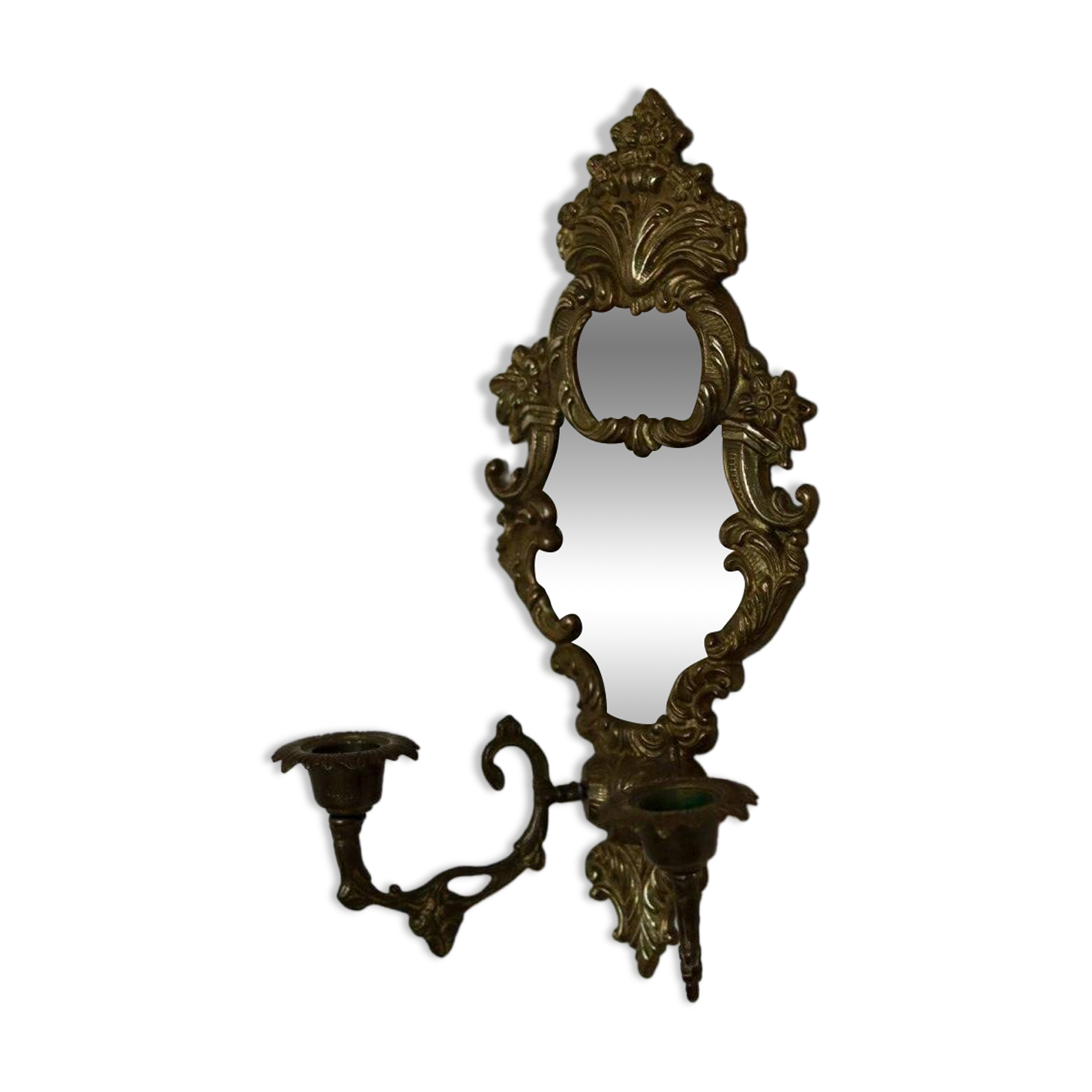 Mid Century Swedish Brass Sconce with Mirror