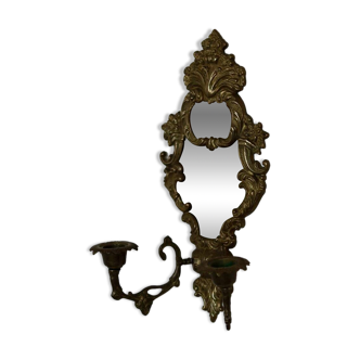 Applique suédoise en laiton du milieu du siècle avec miroir