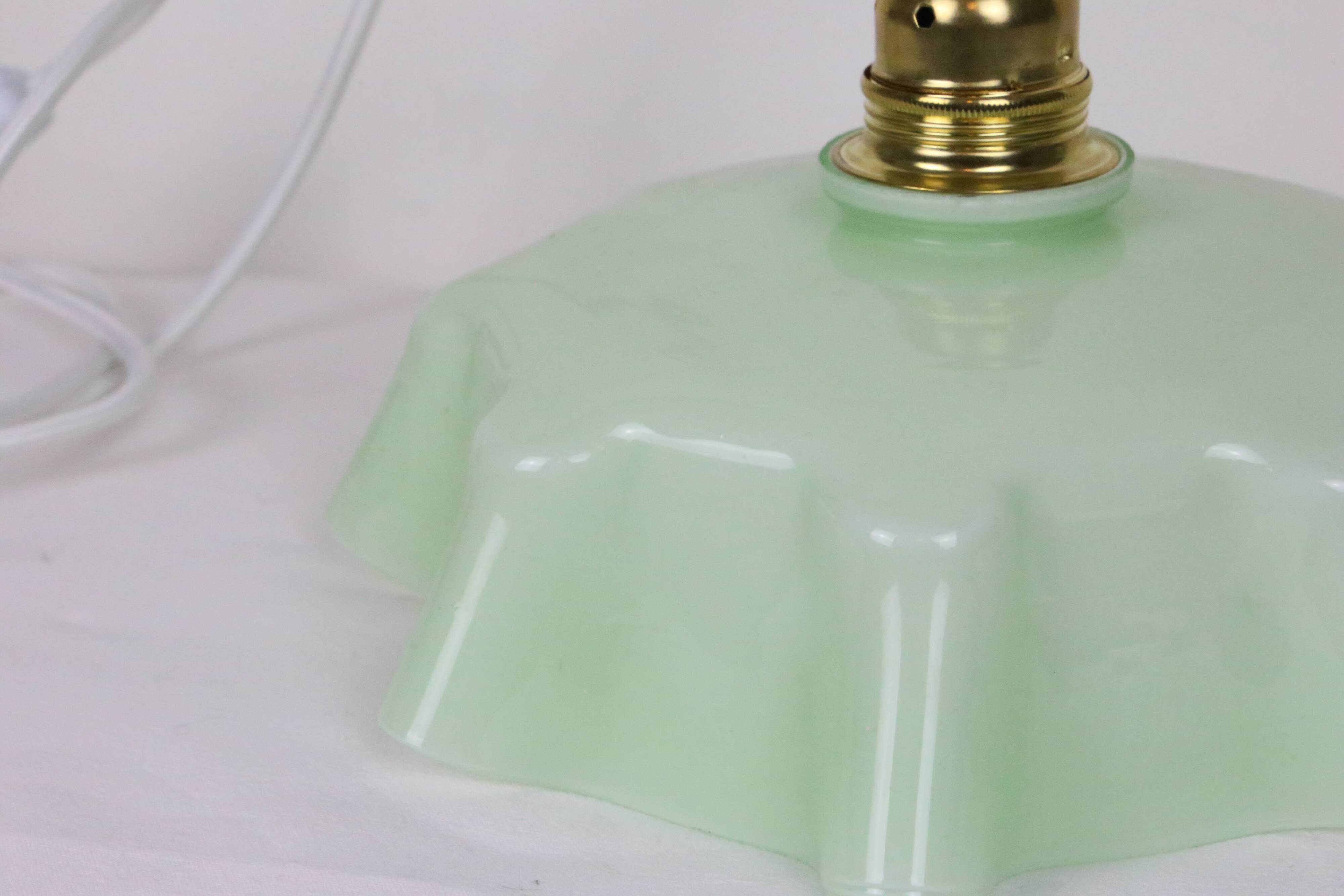 Mint green glass pendant lamp, vintage