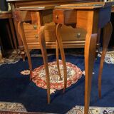 Pair of side tables, corner tables, solid blond walnut, Loui