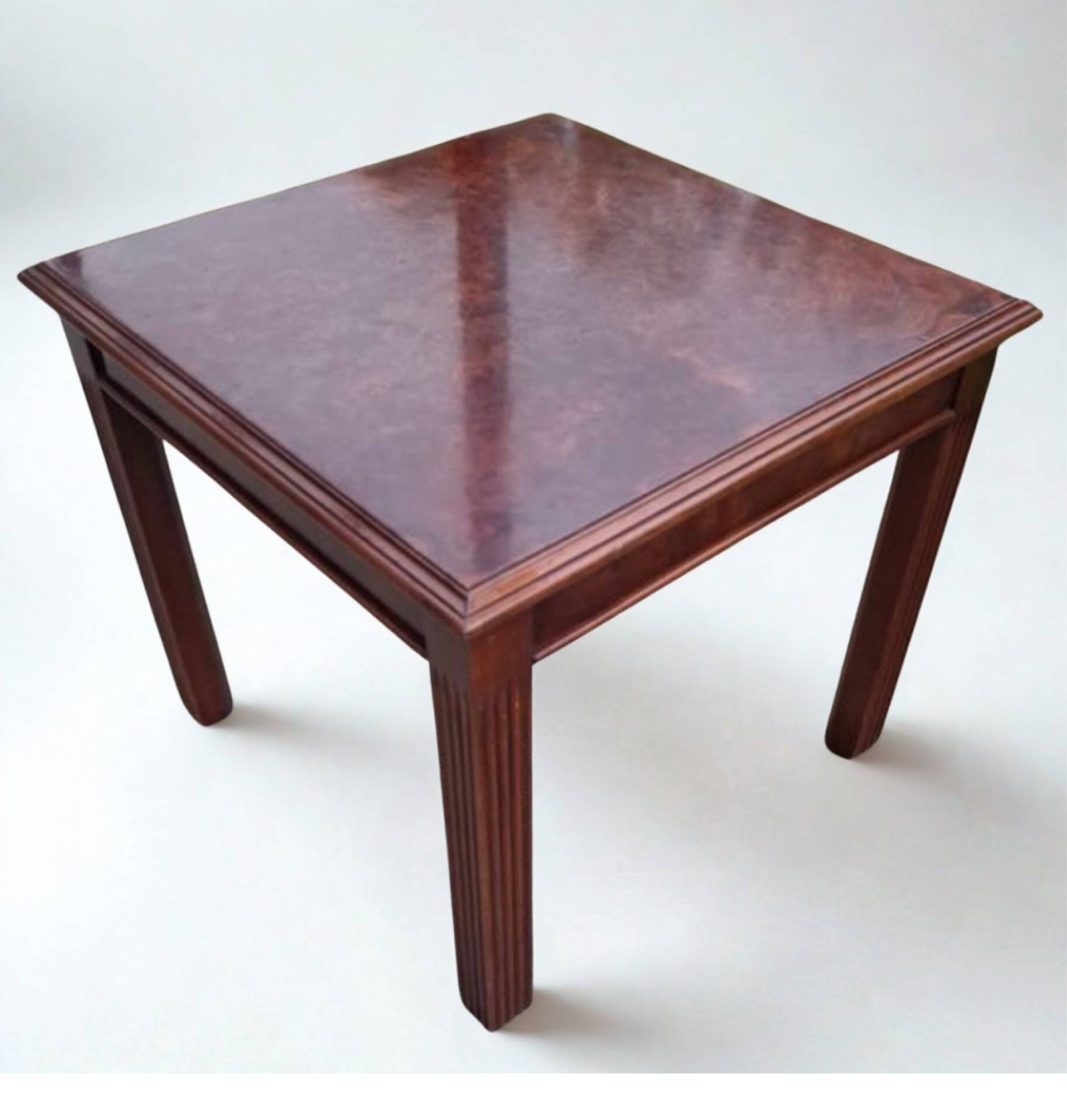 Side table in mahogany burl – Neoclassical style, 1970s