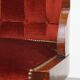 Set of 4 Art Deco Dining Chairs with Red Upholstery and Wooden Backs