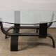 Vintage Fubo edition coffee table in curved wood and glass, 1970