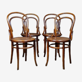 Set de 4 chaises bistrot n°14 fischel début XXe