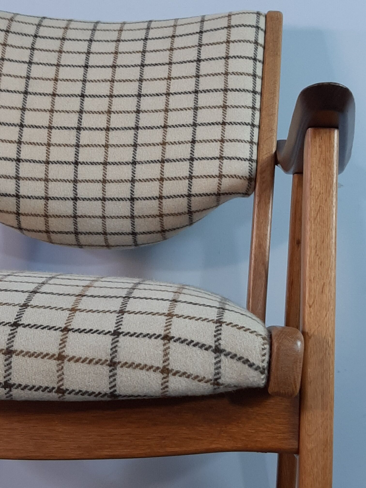 Danish Oak and Wool Chair, Mid-Century Scandinavian 1950s
