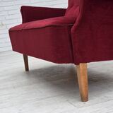 1960s, Swedish 2-seater sofa by Dux Sweden, furniture velour, ash wood.