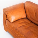 Three-seater sofa in cognac-colored leather produced by De Sede. Model DS-17/123, Switzerland, 2000s