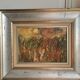Modern painting, oil on wood panel, color and movement
