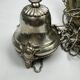Ancient sanctuary lamp, silver-plated brass, winged angel, 130 cm.
