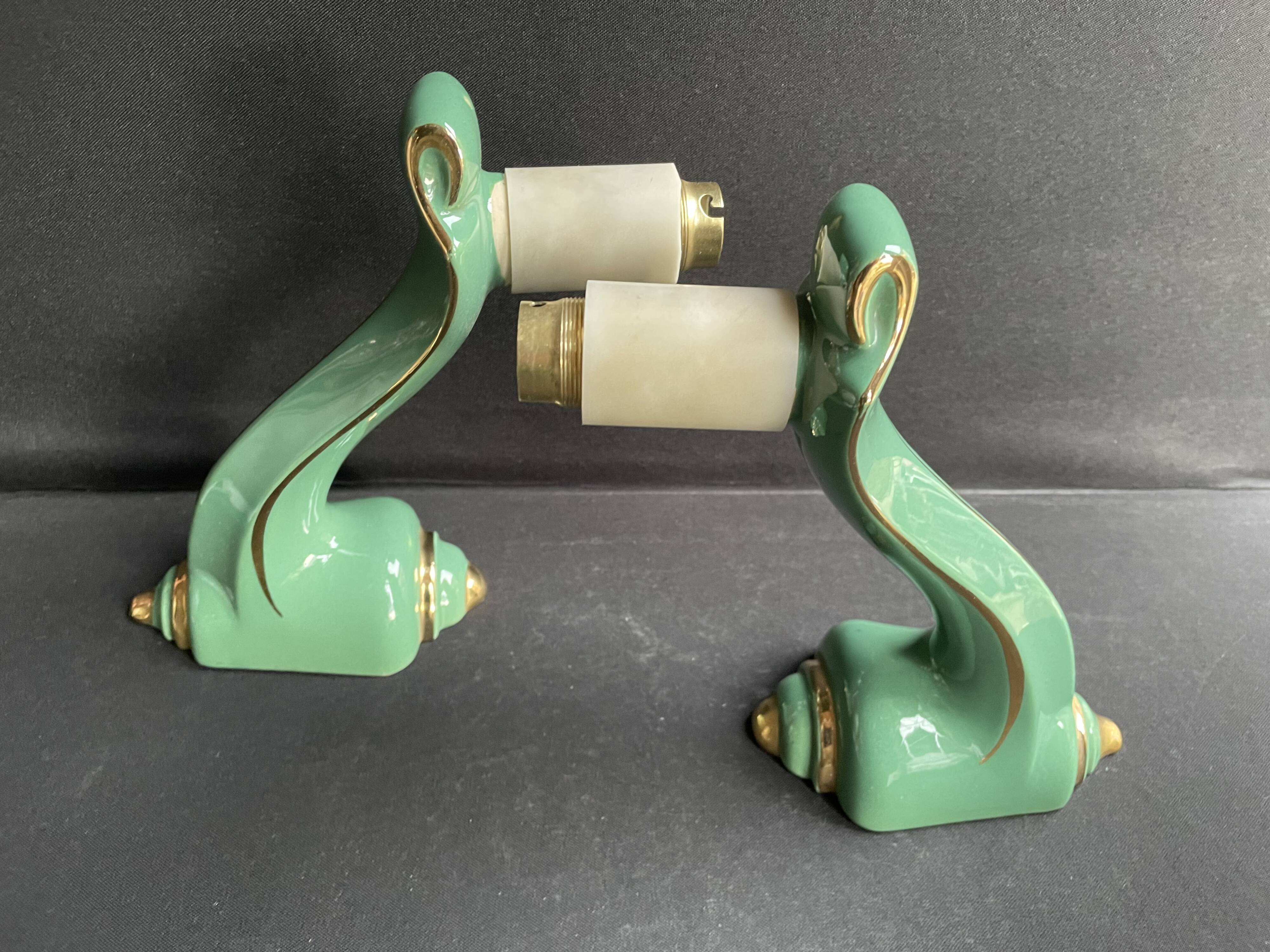 Paire d’appliques – Faïence de Saint Clément – Milieu XXème
