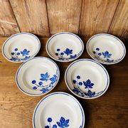 Set of 6 old hollow plates Badonvilleliers blue flower pattern