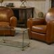 Pair of leather club armchairs