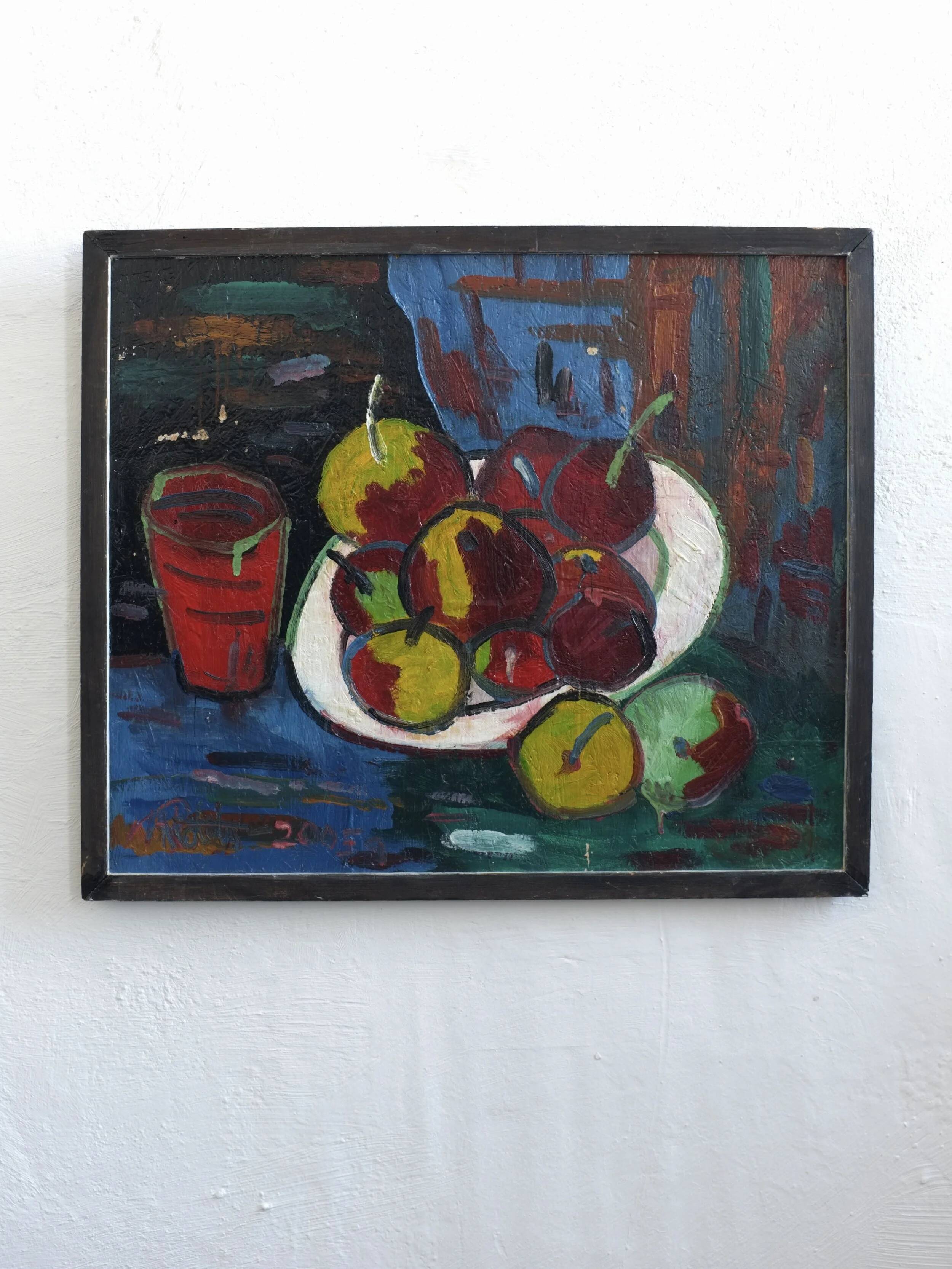 Uldis Rēdelis still life painting "With red vessel" | Latvia | 2005