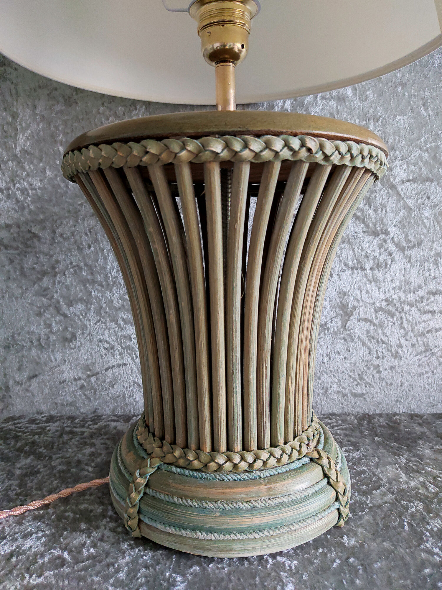 Wooden lamp and rattan
