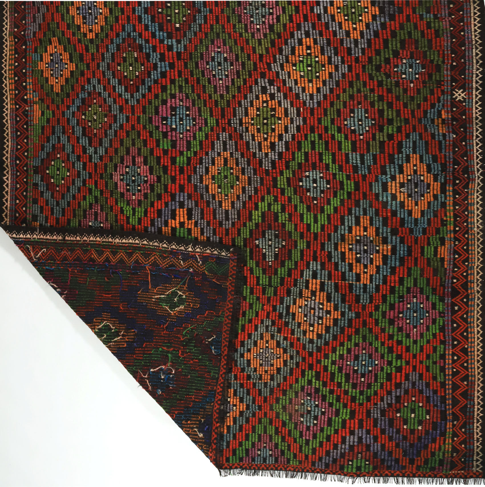 Anatolian handmade kilim rug 258 x 138 cm