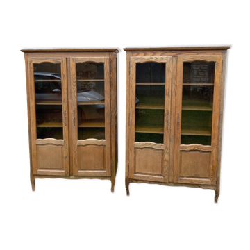2 antique wooden display cabinets