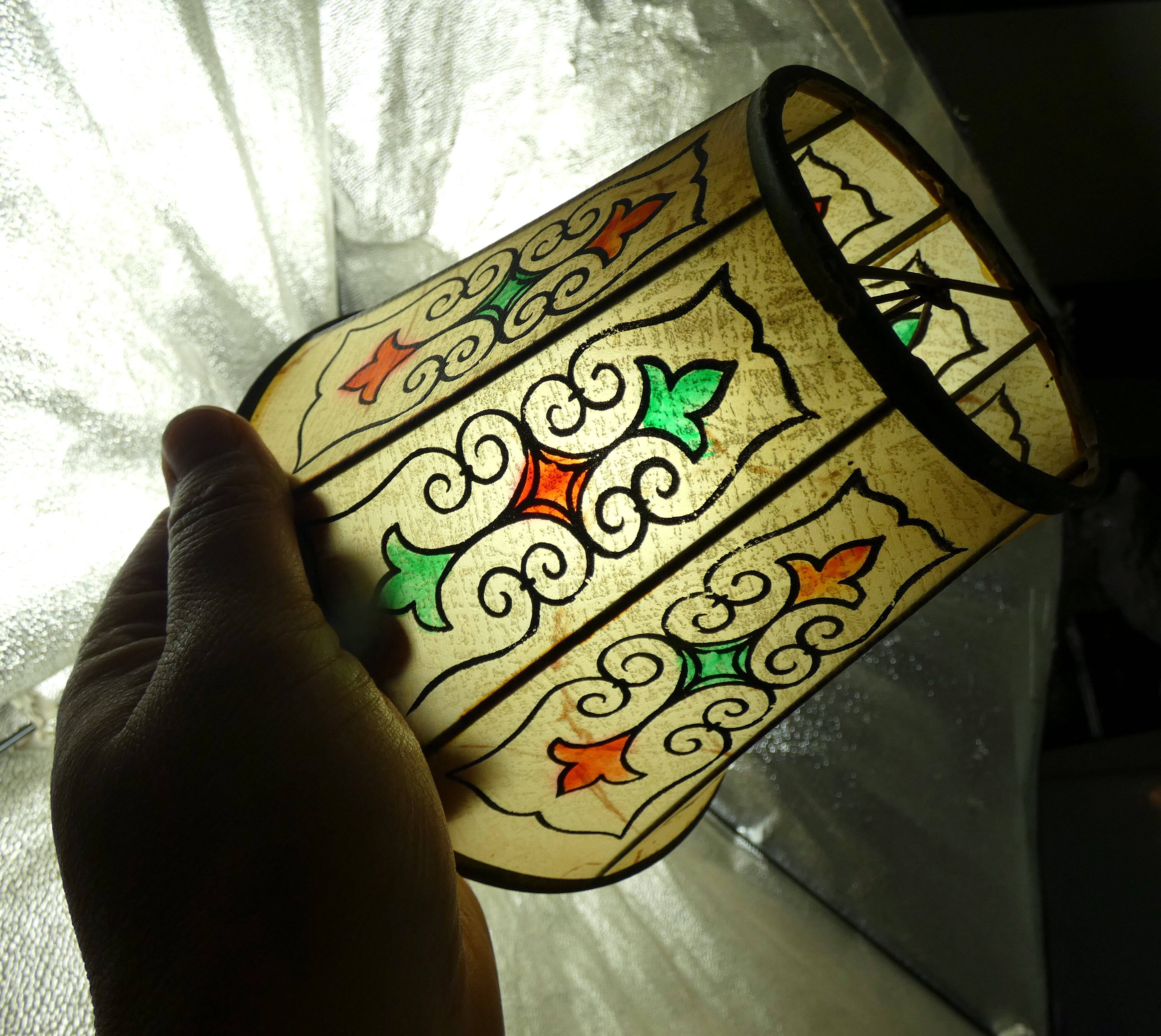 2 vintage leather clip lampshades