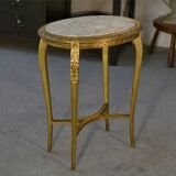 Side table with curved base in gilded carved wood, Louis XVI style, 20th century