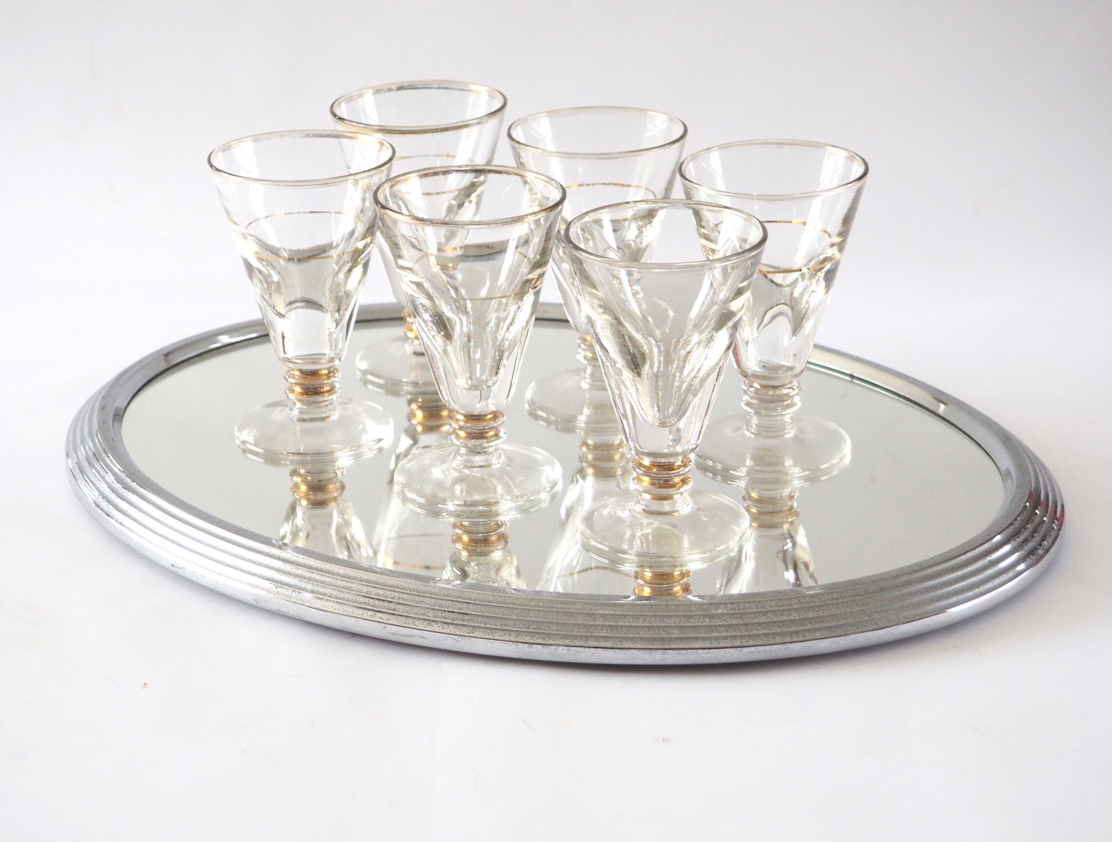 Art Deco oval mirror top