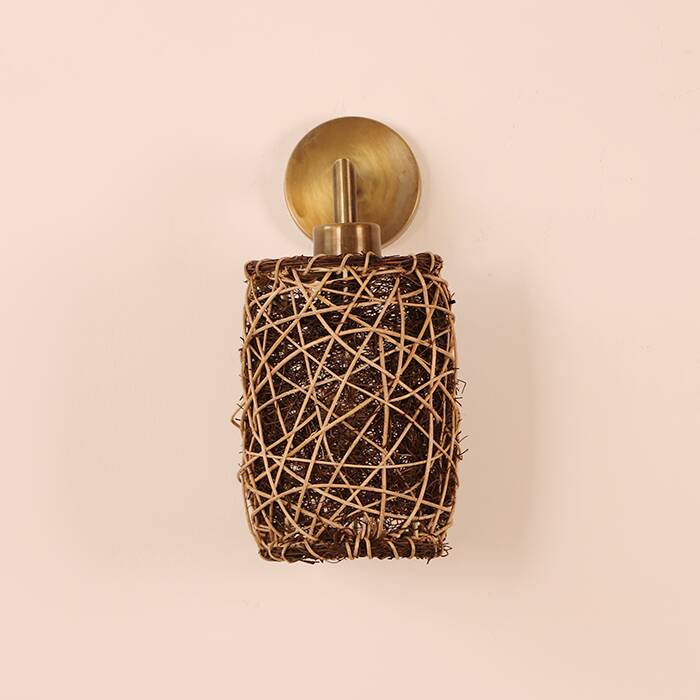 Bamboo Sconce, Wall Lamp, Bohemian Wicker Light