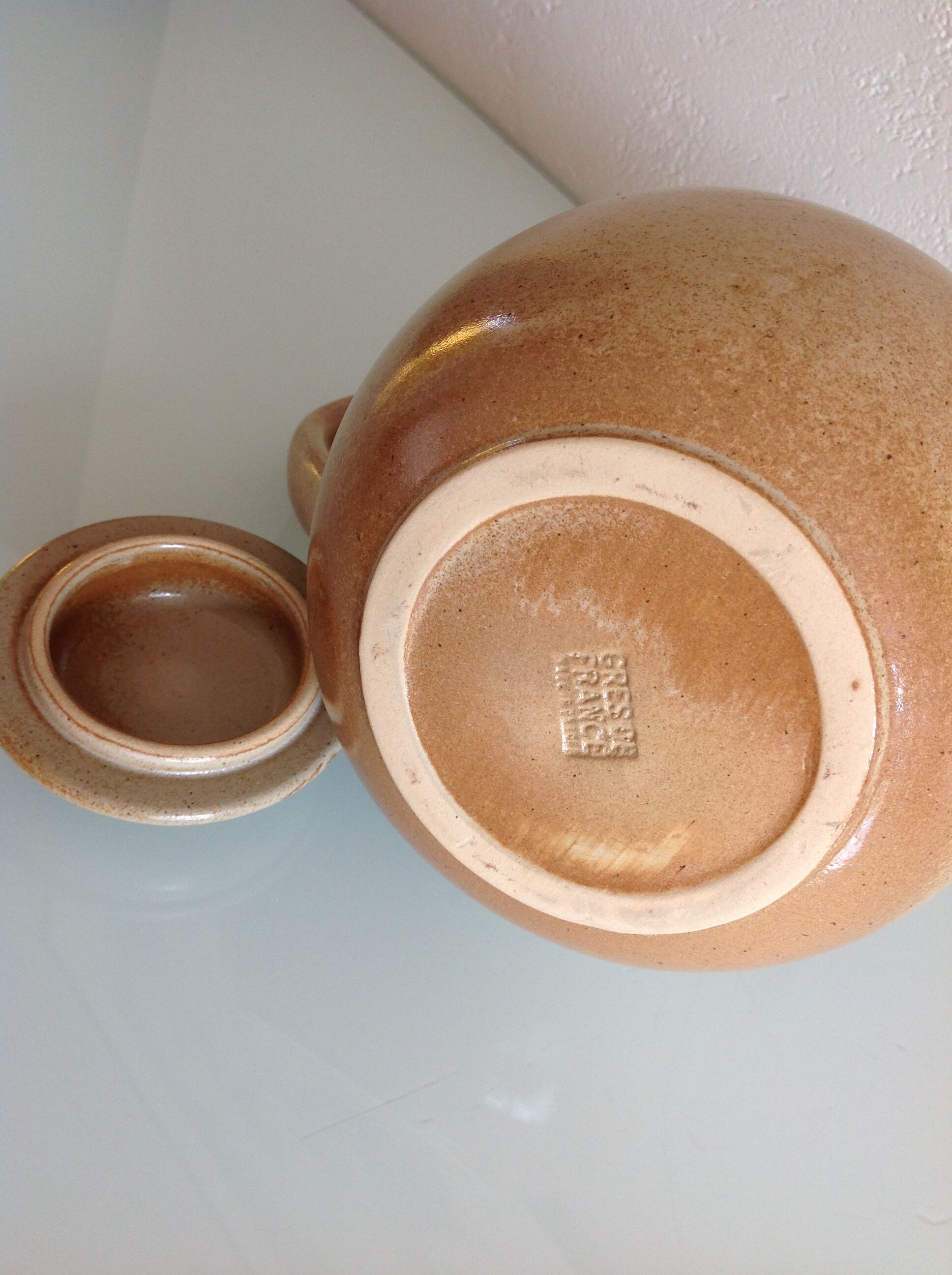 Cafetière en grès beige par Grès de France, vintage années 70