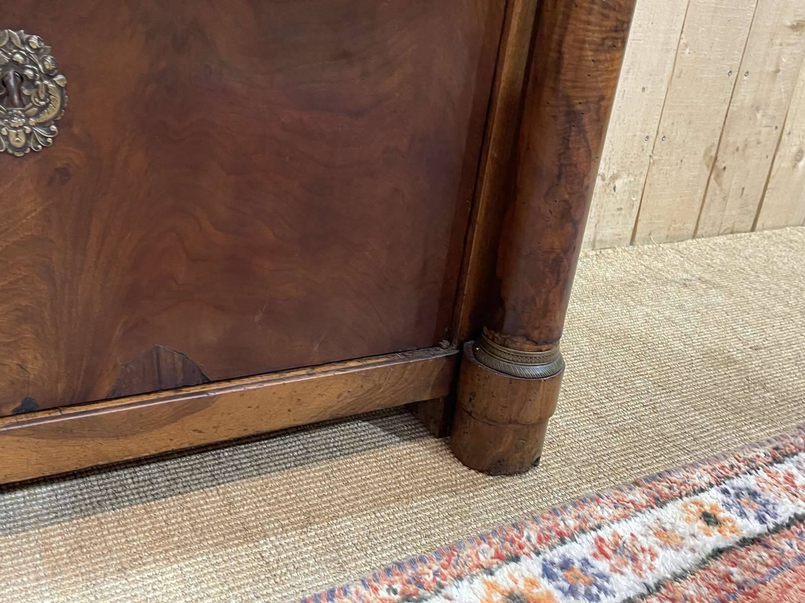 Empire period secretary in walnut, oak and black marble top