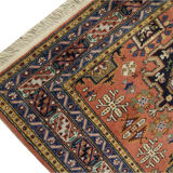 Vintage Orange Wool Azerbaijan Area Rug- 142x187cm