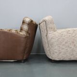 1940s Pair of Large Italian Club Armchairs