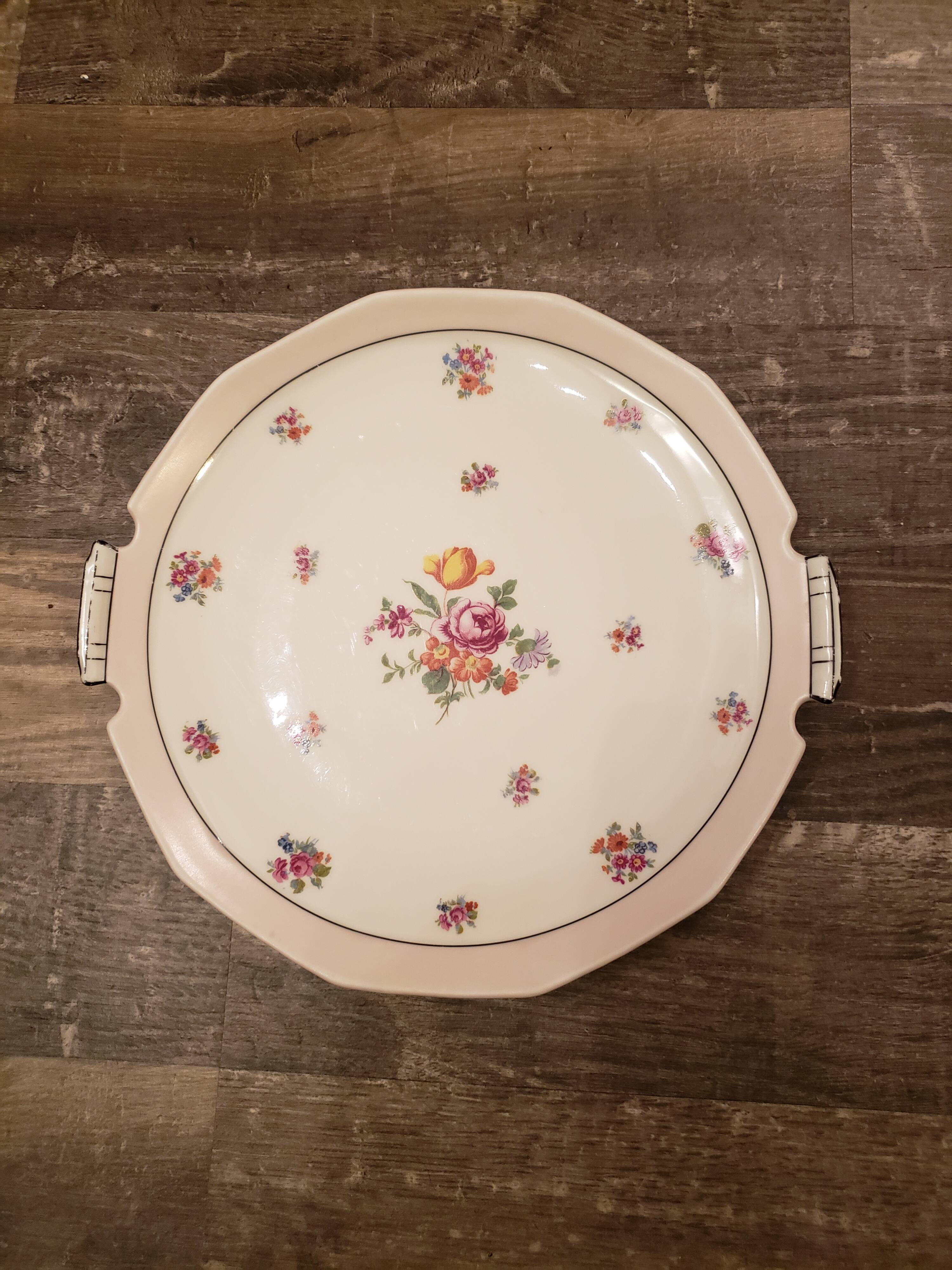 Round dish Ø26 cm flowers porcelain of Limoges