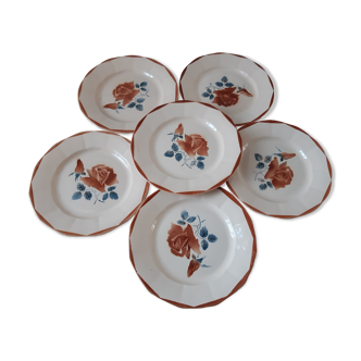 Set of 6 plates Digoin Sarreguemines 30s