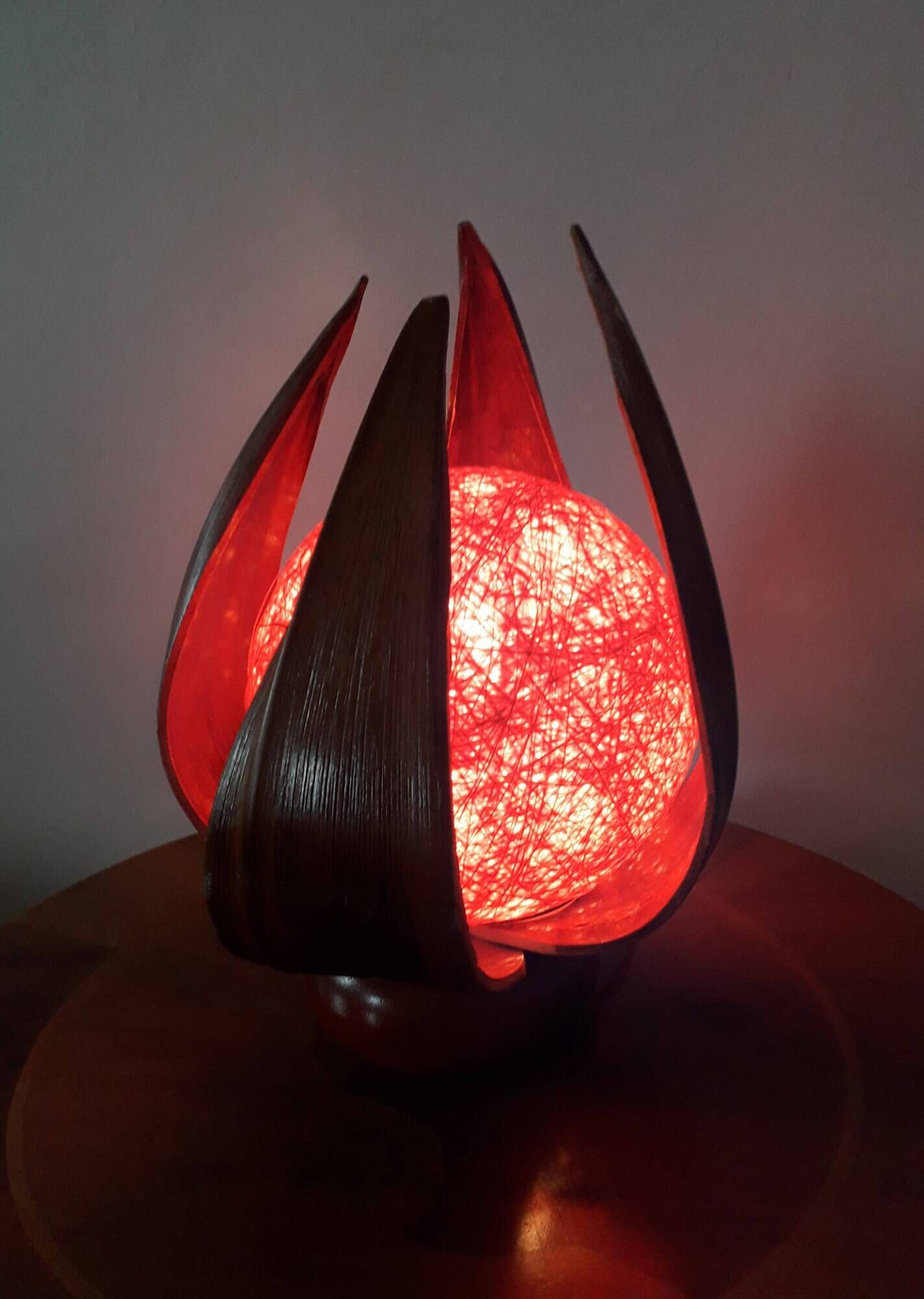 Lampe à poser vintage - écorce de palmier - 1980-90