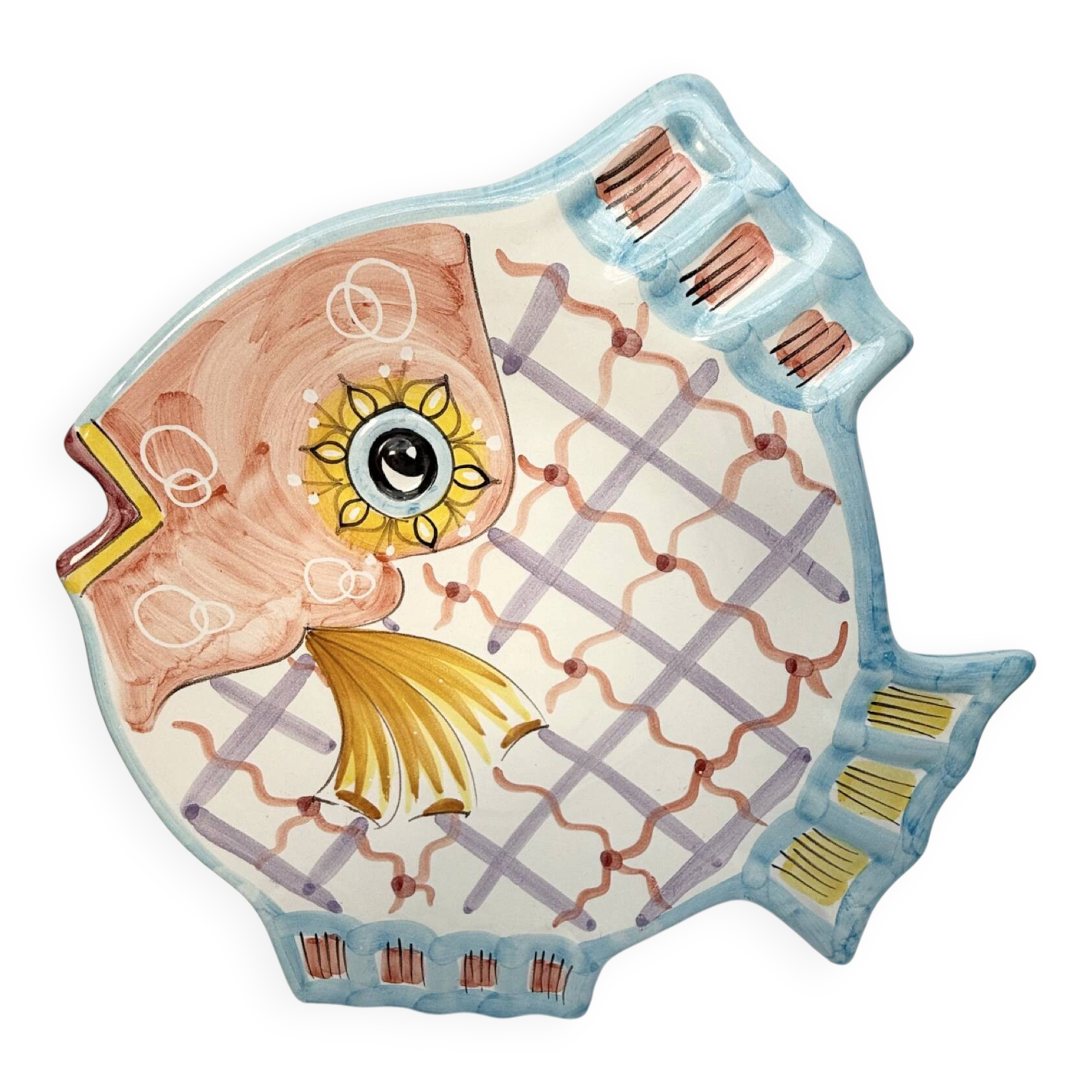 Hand-painted ceramic fish plate – Vietri sul Mare, Italy