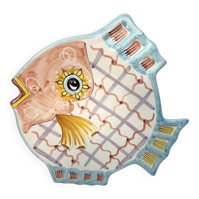 Plat poisson en céramique peinte à la main – Vietri sul Mare, Italie