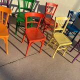 Set of 8 multi-colored bistro chairs