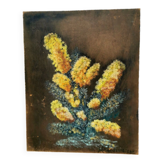 Painting, Oil signed Mhardonnereau 1968. Flowers