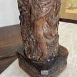 Carved wooden Balinese lamp base